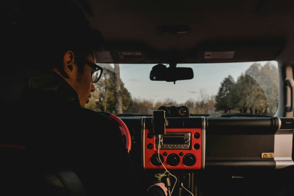 Man listening to radio
